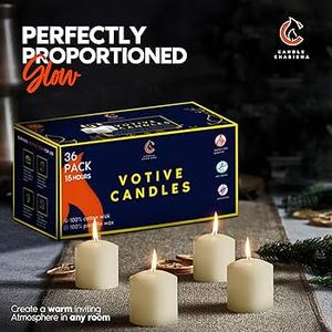 Candle Charisma Vanilla Scented Votive Candles - 15 Hour Burn time - Set of 36 for Dinner, Wedding, Halloween and Holiday Decorations