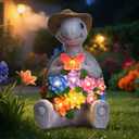 Solar Garden Outdoor Statues Turtle with 8 LED Lights, Yard Decor Tortoise for Ornament, Mom Birthday Gifts for Women, Housewarming Gifts for Patio, Porch, Balcony