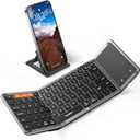 Samsers Foldable Bluetooth Keyboard with Touchpad, Full-Size Wireless Folding Key Board with PU Leather, Portable Travel for iOS Android Windows Mac OS, Support 3 Devices (BT5.1 x 3)