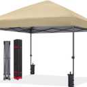 ABCCANOPY Pop Up Canopy - Outdoor Patio Portable Canopy Tent Heavy Duty for Backyard and Deck with 4 Sandbags(Beige, 8x8)