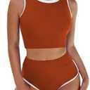Pink Queen High Waisted Bikini Women 2 Piece Top Sporty Bathing Suit Medium