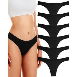 ANZERMIX Women's Breathable Cotton Thong Panties Pack of 6