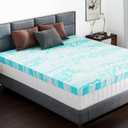 DUMOS Mattress Toppers Memory Foam Queen Size, 4 Inch Thick Bed Topper Pad Cooling Gel Infused Soft Comfy Breathable for Sleeper Sofa Couch RV Camper, CertiPUR-US Certified, Blue
