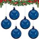 6PCS 3.15-Inch Hand-Blown Glass Hanging Christmas Tree Ornaments Clear Glass Balls for Holiday Dcor Elegant Vintage-Style Hanging Ornament Set for Tree, Garland, or Window(Blue)