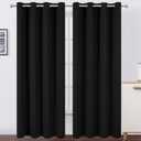 LEMOMO Blackout Curtains 52 x 84 inches Long Black Curtains Set of 2 Panels Thermal Insulated Room Darkening Curtains for Bedroom