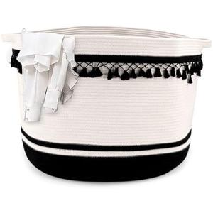 XinM 127L Blanket Basket 24" x 24" x 18" Woven Laundry Baskets for Storage with Handle, Nursery Blanket Basket for Cushions, Clothes, Toys,Pillons