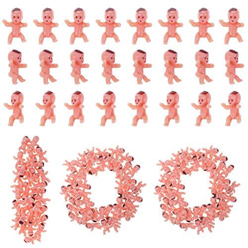 Selizo 100pcs Tiny Plastic Mini Babies for Baby Shower Games and Ice Cubes (1 Inch)