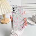 NITITOP Compatible with iPhone 11 Case Cute Flower Floral Shell Textures for Girls Women Soft TPU Slim Hard Back with Lens Protective Phone Cover - White