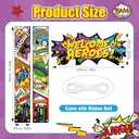 Hero Party Decorations Door Banner Welcome Heroes Porch Sign Archway, Comic Book Pop Art Theme Photography Backdrop Super City Door Banner for Kids Birthday, Classroom, Bedroom Decor, Baby Shower