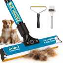 62" Carpet Rake for Pet Hair Removal Adjustable Carpet Broom Bundle with Carpet Scraper & Hair Picker, Pet Hair Removal Tool for Dog & Cat Hair, Rug Rake Carpet Brush for Furniture & Carpets