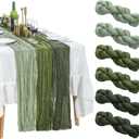 HunnmingRe 6 Pcs Cheesecloth Table Runner 10ft Boho Rustic Gauze Cheese Cloth Table Runner for Wedding Birthday Baby Shower Party Feasts Ceremony Summer(Sage Green, Moss Green, Olive Green)