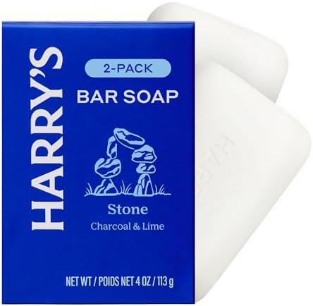 Harry's Bar Soap for Men - Stone Scent, 4 oz Body Soap Bars, 2 Pack