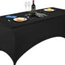 FORLIFE Spandex Table Covers - Fitted Tablecloth for 6ft Rectangular Tables with Stretch Patio Design - Perfect for Weddings, Banquets, and Parties - Black