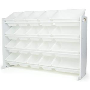 Humble Crew Toy Storage Organizer with 20 Removable Storage Bins for Kids Playroom, 4-Tier Toddler Toy Organization, White/White