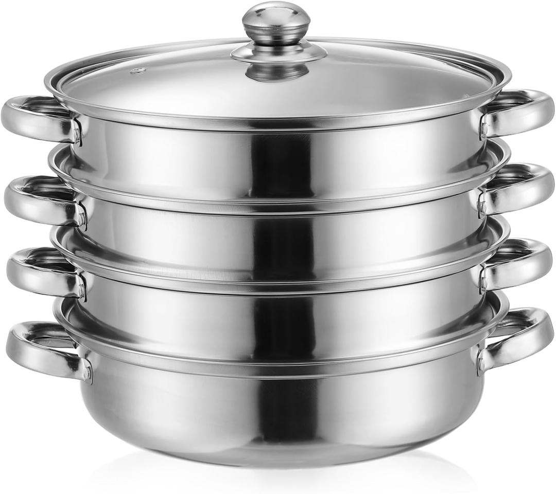 DOITOOL Stainless Steel 4 Tier Steamer Cooking Pot With Lid - Steam Soup Cookware