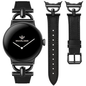 Wearlizer Leather Bands Compatible with Google Pixel Watch 4/3 41mm/Pixel Watch 2/1 Band Women, Dressy Designer Slim Leather Strap with D-Shape Metal Buckle for Pixel Smartwatch Accessories