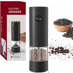 Electric Salt & Pepper Grinder Set, One-Touch Automatic Pepper Mill with Adjustable Coarseness, LED Light, Large Capacity, Battery Operated for Kitchen, Cooking & Gifts (1)