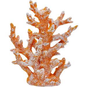 Beach Coastal Decor Coral Reef Home Decor Coral Statue Sculpture Home,Desk,Bathroom,Desktop Shelf Statue,Marine Themed Gifts (Golden Orange Coral)