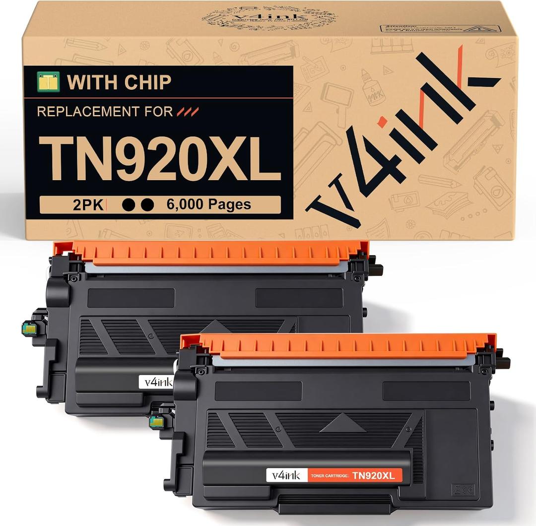v4ink TN920XL Compatible Toner Cartridge Replacement for Brother TN920XL TN 920XL TN920 for Use in Brother HL-L5210DN HL-L5210DW HL-L6210DW HL-L6217DW MFC-L5710DW MFC-L5915DW Printer Black 2-Pack