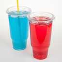 Golden Apple Cup series, 40oz Clear Plastic cups with Flat lids X hole 25sets, BPA Free