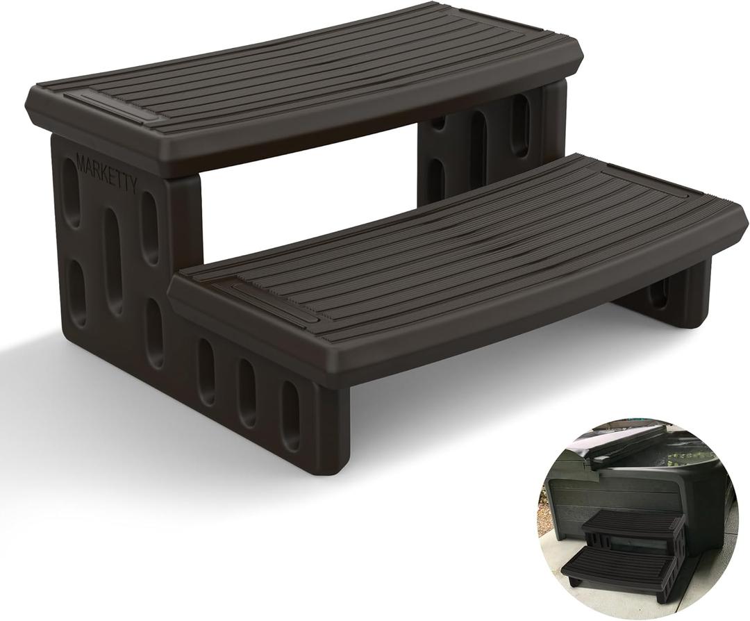 Hot Tub Steps, Non-Slip & Durable Hot Tub Stairs, Portable Universal Ladder Can Be Used Indoors and Outdoors (Gray)