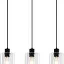 3 Pack Black Pendant Lights Kitchen Island, Modern Glass Pendant Lighting Over Island Kitchen Hanging Bathroom Ceiling Light Fixtures Adjustable Pendant Lights for Dining Room Hallway Bedroom