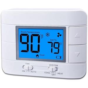 Non Programmable Thermostat for Home - Single Stage 1H/1C, with Room Temperature & Humidity Display and Large Blue LCD
