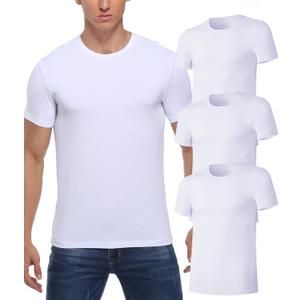 CF Men's Undershirts Bamboo Rayon Moisture-Wicking Crewneck Tees Slim Fit T-Shirts for Men Cool & Dry Undershirts 3 or 5 Pack, (Medium)