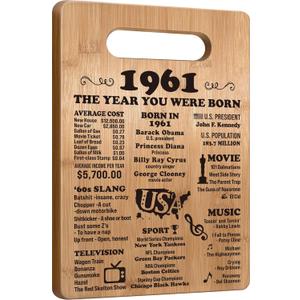 65th Birthday Gifts for Women Men, 1961 Birthday Gifts for Her Him, 65 Years Old Gifts, 65th Birthday Gift Ideas, 65th Birthday Decorations for Women Men, Back in 1961 Cutting Board Gifts, 12"L x 7.7"W