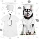 Xuniea 2 Pcs Dog Graduation Costume Set 2025 Dog Graduation Cap and Gown Puppy Hat with Tassel Matte Pet Grad Outfit Cats Grad Bear Holiday Party Costume Accessory(White,Large)