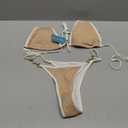 TASHEHE Women's Triangle Thong Bikini Set Sexy String Brazilian Two Piece Swimsuit Cute Bikini Bathing Suit (Cream Coffee, XL)