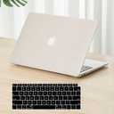 Fancity Compatible with MacBook Air 13 inch Case M1 A2337 A2179 A1932, Braided PU Leather Anti-Scratch Hard Shell Protective Case & Keyboard Cover for Mac Air 13.3 with Touch ID (2018-2021), Off White