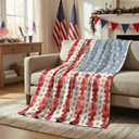 Horaldaily 4th of July Flannel Blanket Throw, Myosotis Poppy Patriotic American Flag Memorial Day Soft Fuzzy Plush Cozy Fleece Blankets for Couch Sofa Bed Decor, Ideal Gifts for Kids Adults 40x50