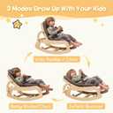 Baby Bouncer,Adjustable Baby Rocker, 3-in-1 Wooden Infant Rocker Chair with 5-Point Harness, Toddler Seat for Infant to Toddlers,Grey