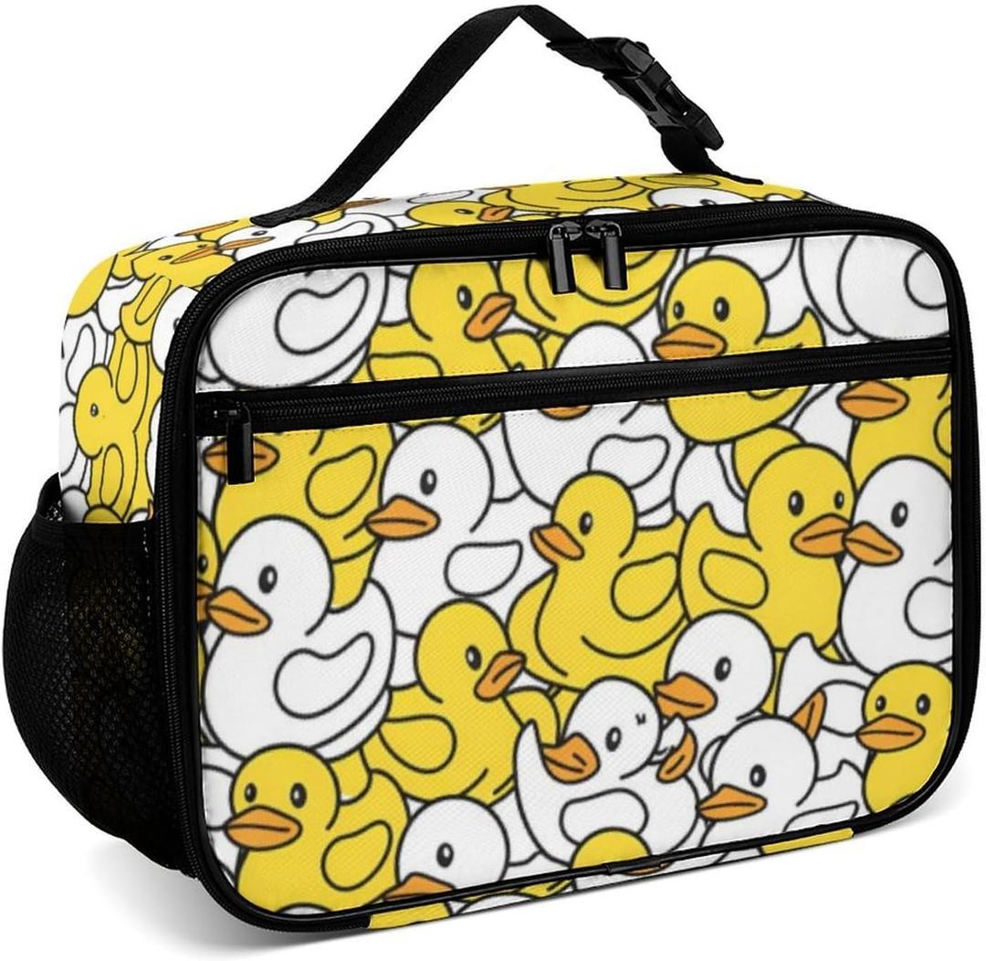 Cute Ducks Reusable Lunch Box Insulated Lunch Bag Cooler Bag Lunchbox Meal Food Container Tote Bag for Women Kids Girls Boy School Camping Hiking Picnic Beach Travel