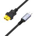 3.3FT USB C to XT60 Charging Cable,Type C to XT60 Female Fast Charging up to 28V 5A 140W Nylon Braided Cable for Portable Drone, Portable Power Station,Model, Energy Storage Power, RC Lipo Battery