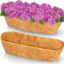 TigeJoy 2PCS 24'' Trough Coco Coir Liners Planter Replacement, 100% Natural Thick Coco Fiber Liner for Flower Box Decks Garden Flower Pots, 24inch Half Moon Shape Coconut Liner Window Boxes Outdoor