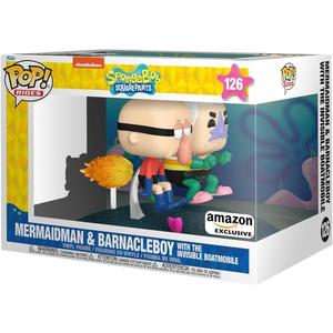 Funko POP Rides Deluxe: Spongebob Squarepants - Mermaid Man & Barnacle Boy with Invisible Car - Collectable Vinyl Figure - Gift Idea - Official Merchandise - for Kids & Adults