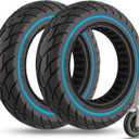 10x2.125 Inch 10x2/54-152 Solid Tire Fit for Ninebot F25/ F30/ F40/ F65/ D40X/ D18W/ D28U Hiboy S2 Pro Max Gotrax G4 Turboant 7X Pro Electric Scooter, 50/75-6.1 Wheel Replacement, Blue 2PCS