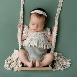 M&G House Newborn Photography Props Swing Prop Wooden Swing Seats Baby Photo Props Wooden Prop Swing Baby Photoshoot Props Newborn Photography Accessory(Wood Color, 4 Wings 6 Red Hearts) (01 Wood Color)