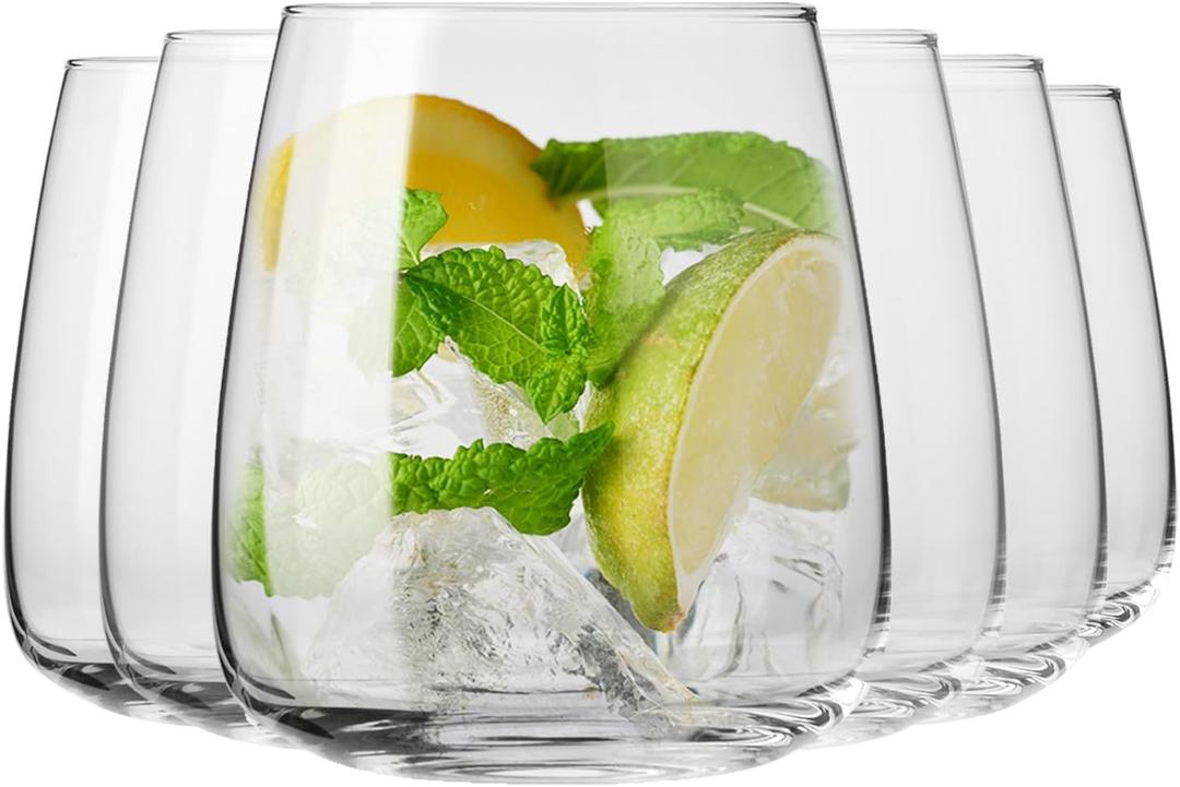 Krosno Glasses for water, juices and other beverages, Elegant design - Set of 6, Capacity 15.9 Fl Oz, Modern Collection, Ideal for the home, restaurant, parties, Dishwasher-safe