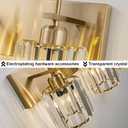 Modern Crystal Bathroom Vanity Lights, Gold 3-Lights Bathroom Light Fixtures Over Mirror, Crystal Wall Lighting with Polished Brass Finish