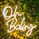 Oh Baby Neon Signs for Wall Decor USB Powered Oh Baby LED Sign for Baby Shower Decor Birthday Party Gender Reveal Christening Day Decor Baby Sign for 1st Birthday Backdrop (Warm White-02)