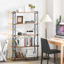 HCHQHS Bookshelf, 5-Tier Industrial Bookcase, Rustic Open Book Shelf, Freestanding Tall Bookshelves with Metal Frame
