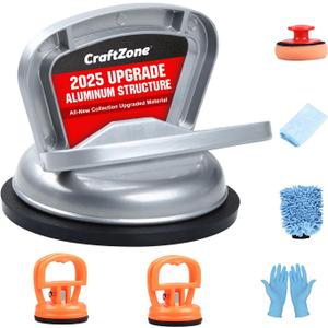 CRAFTZONE Dent Puller, Car Dent Puller Kit 7 Pack, Strong Dent Removal Tool for Car Suction, Dent Repair Kit for Cars Body, Glass, Screen, Moving Objects (4.5" Aluminum Suction Cup)