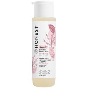 The Honest Company 2-in-1 Cleansing Shampoo Body Wash Gentle for Baby, Naturally Derived Tear-free, Hypoallergenic, Sweet Almond Nourish, 18 fl oz