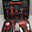 Tool Set - 8V Cordless Drill Set, 132 Piece Home Tool Set With Hand Drill, Tool Kit for Women & Men, Perfect for Homeowner, Diyer, Handyman (Red)