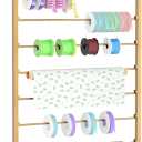 7 Tier Metal Ribbon Holder Organizer Rack, Wall Mounted Ribbon Rack Display Shelf Spool Holder Storage Organizer, for Craft Room, Flower Shop,Cake Shop (Gold)