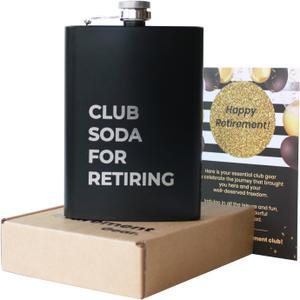 Retirement Gift - Happy Retirement Gear. Funny Retirement Gifts for Men and for Women. Cool, Fun, Best Gifts for Retirement with Happy Retirement Card. 8 oz Stainless Steel Flask.