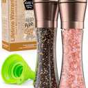 Home EC Original Copper Salt and Pepper Grinder Set of 2 - Adjustable Ceramic Grinder - Tall Glass Salt and Pepper Shakers With Funnel and Ebook - Kitchen Spice Mill - Copper Kitchen Accessories